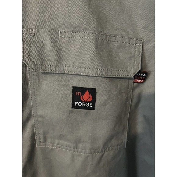 Forge FR Mens Fire Resistant Coveralls Gray Elastic Waist Full Zip Snap 3XL NEW - Picture 8 of 16